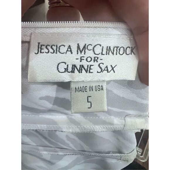 Y2K Vintage Jessica McClintock Gunne Sax zebra print strapless gown sz 5 prom - Picture 4 of 4